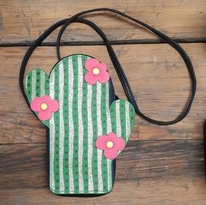 Green Cactus Purse with Pink Flowers